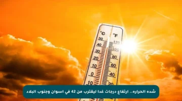 شدة الحرارة.. ارتفاع درجات غدا ليقترب من 42 في أسوان وجنوب البلاد